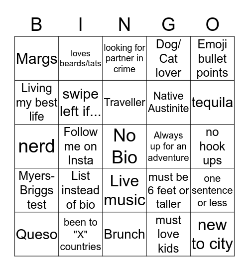 Unfiltered Bachelor presents: Bumble Bingo Card