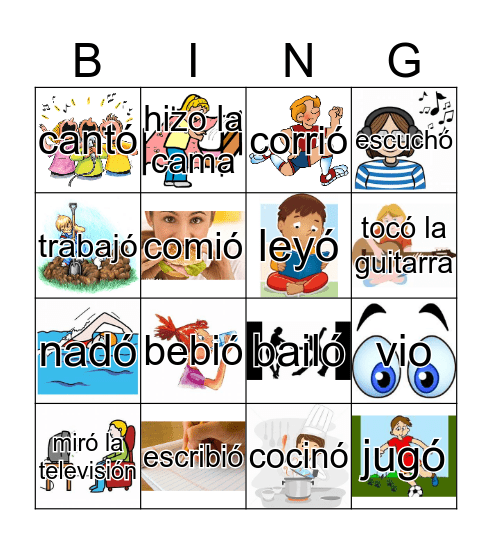 Irregular Past Tense Verb BINGO  Bingo Card