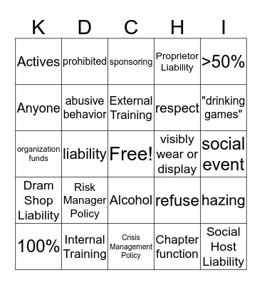 Internal Workshop Bingo Card
