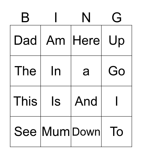 Majenta Word Bingo Card