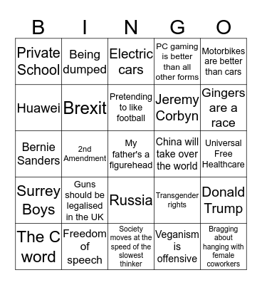 Mark and Freddie Argument Bingo Card