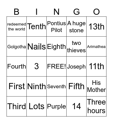 Stations of the Cross Bingo Card