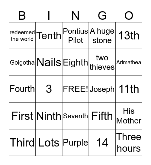 Stations of the Cross Bingo Card