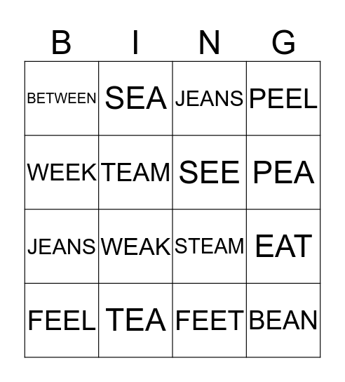 PRONUNCIATION  Bingo Card