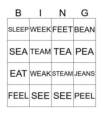 PRONUNCIATION  Bingo Card
