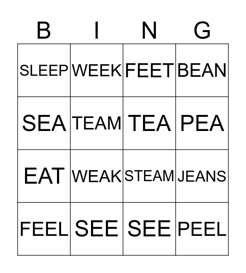 PRONUNCIATION  Bingo Card