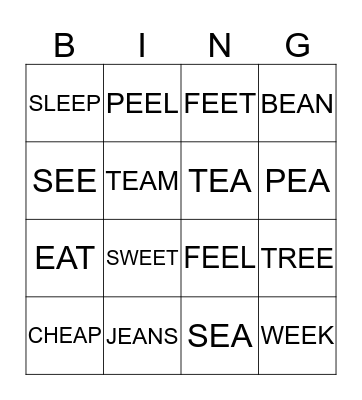 PRONUNCIATION  Bingo Card