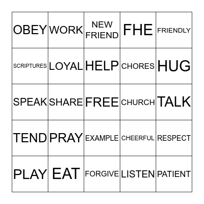 SHARE THE LOVE BINGO Card