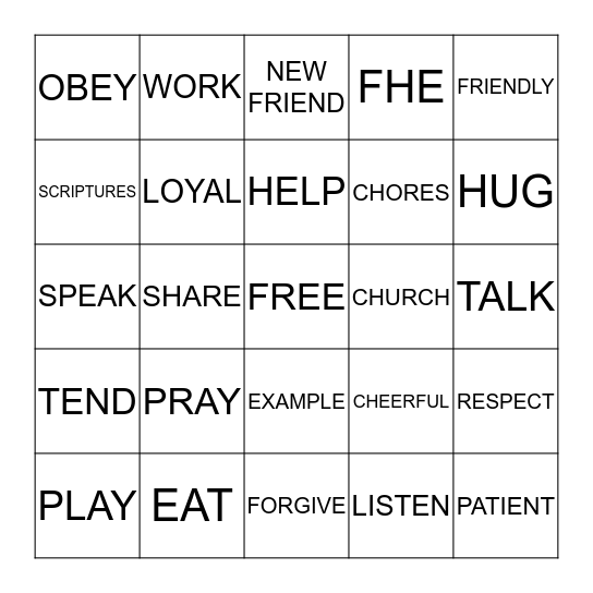 SHARE THE LOVE BINGO Card