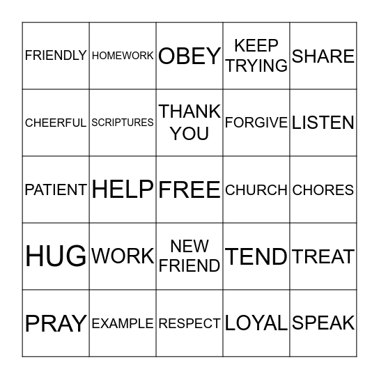 SHARE THE LOVE BINGO Card
