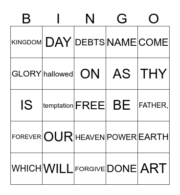 THE LORD'S PRAYER Bingo Card