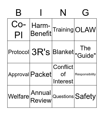 PI "Buzz Word" BINGO Card