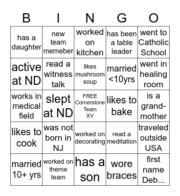 Cornerstone Team XVWhich Sister... Bingo Card