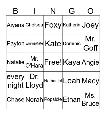 Lloyd Leaders Bingo Card