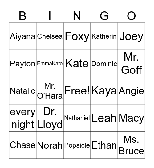 Lloyd Leaders Bingo Card