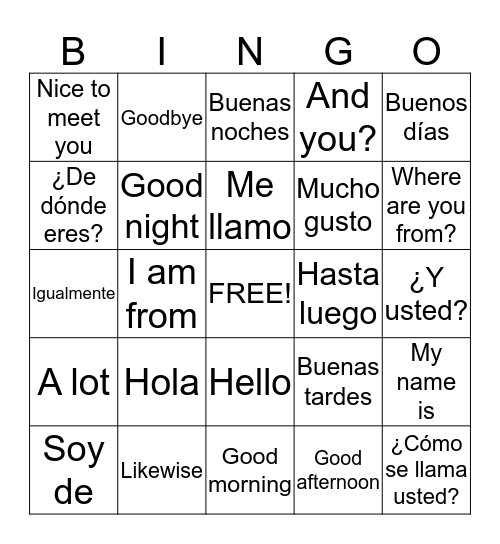 Berlitz: 1.1 and 1.2  Bingo Card