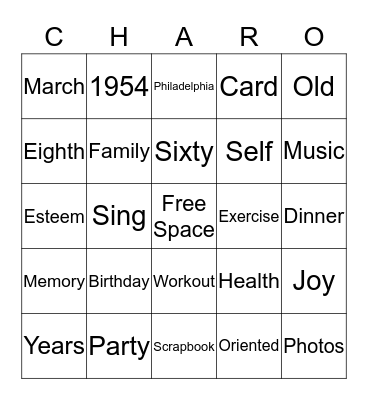 CHARMAINE'S BIRTHDAY BINGO Card