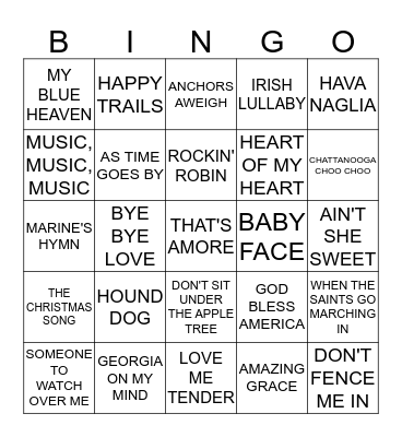 MUSIC Bingo Card