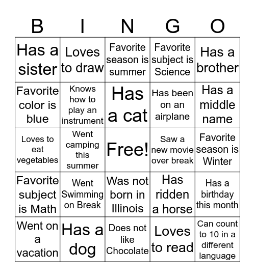 Back to Voyagers Bingo Card