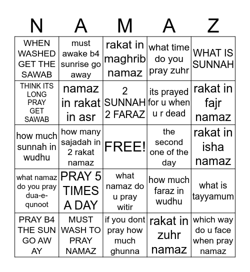 islamic-bingo-card