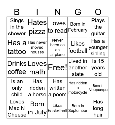 Advisory Bingo Card