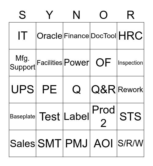 BBQ Bingo! Bingo Card