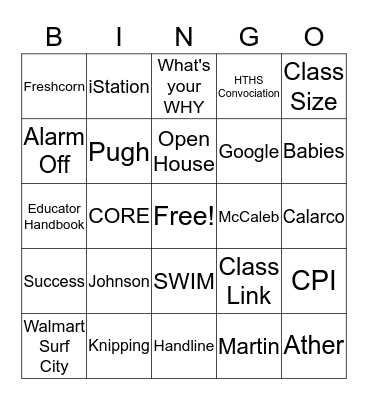 Opening Meeting BINGO Card