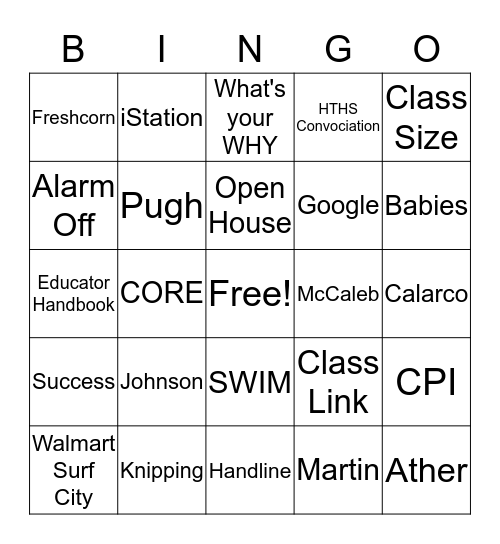 Opening Meeting BINGO Card