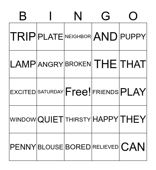 FREE TIME Bingo Card