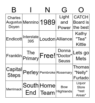 CATCH BINGO  Bingo Card