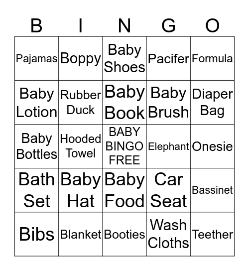 Deanna's Baby Shower  Bingo Card