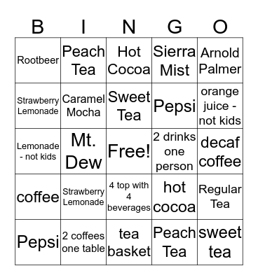 Drink it Up! Bingo Card