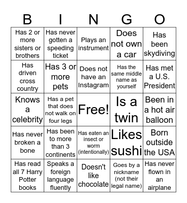 LearnWell Human BINGO Card