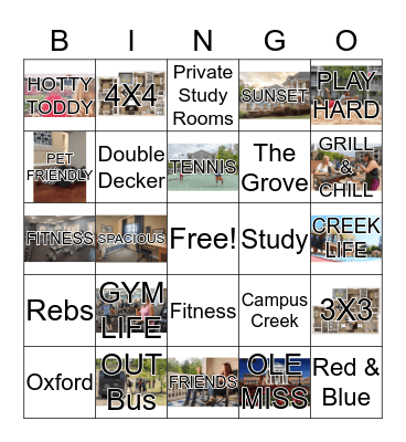 CAMPUS CREEK <3 OLE MISS Bingo Card