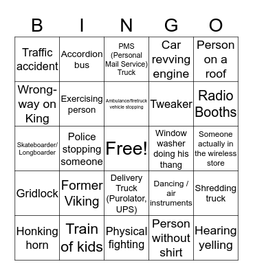 Window Bingo v2 Bingo Card