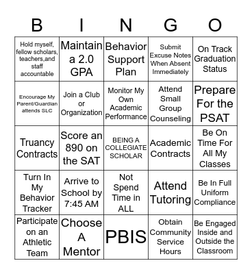 FCA SSST Bingo Card