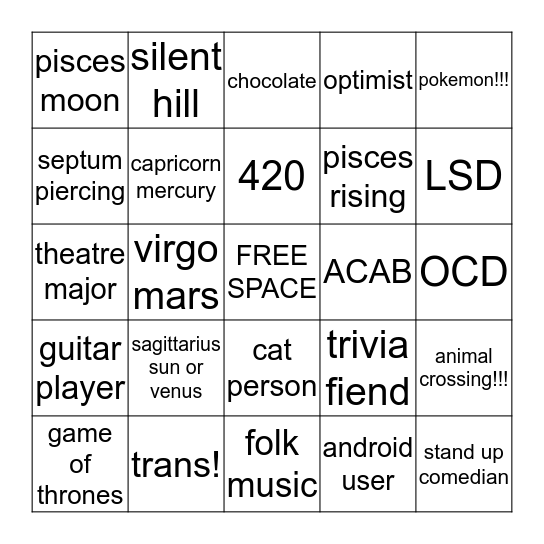 HOW SIMILAR ARE YOU TO ELLIOT!!! Bingo Card