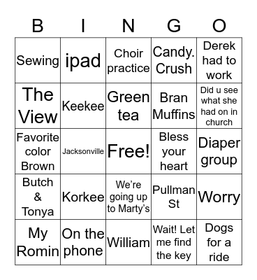 Mildred’s 90th Birthday Bingo Card