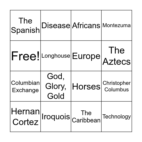 The First Americans Bingo Card