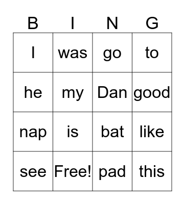 Week 2 Bingo Card