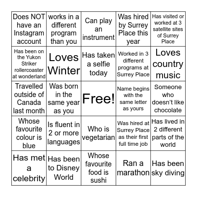 FIND SOMEONE WHO Bingo Card