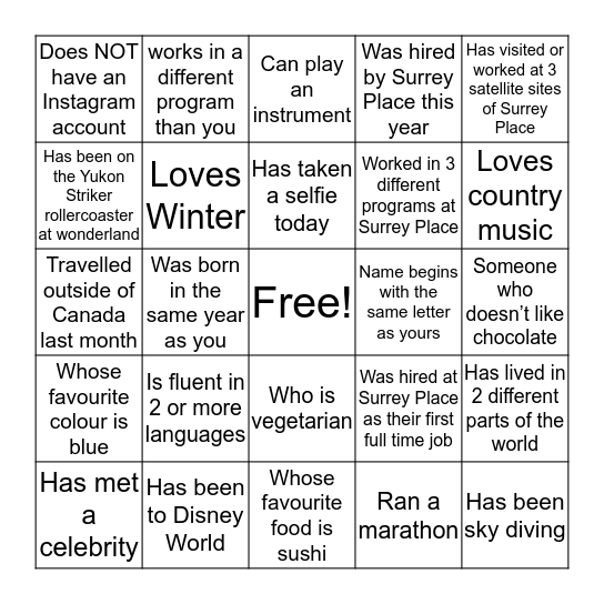 FIND SOMEONE WHO Bingo Card