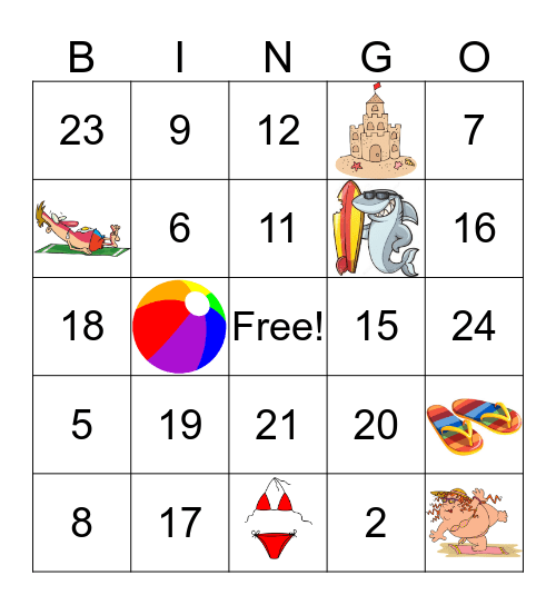 BEACH PARTY BINGO Card