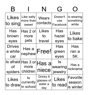 CAI HS/EHS Preservice BINGO Card