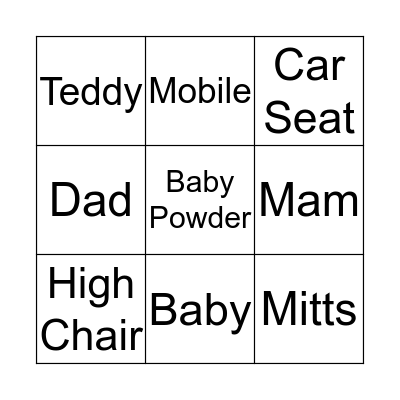 Stacey's Baby Shower Bingo Card