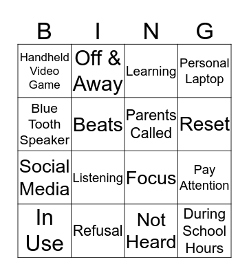 Electronic Device Bingo! Bingo Card