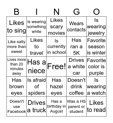 CAI HS/EHS Preservice BINGO Card