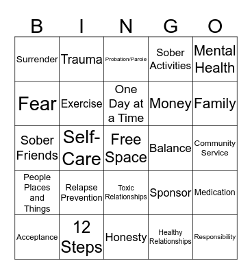 Treatment Bingo Card