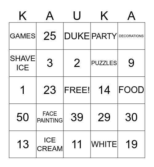 Happy 1st Birthday Maheaina Bingo Card