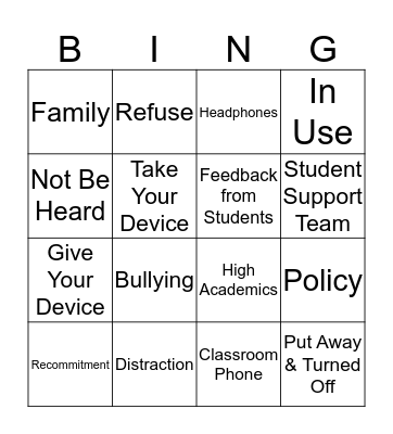 Electronic Device Bingo! Bingo Card